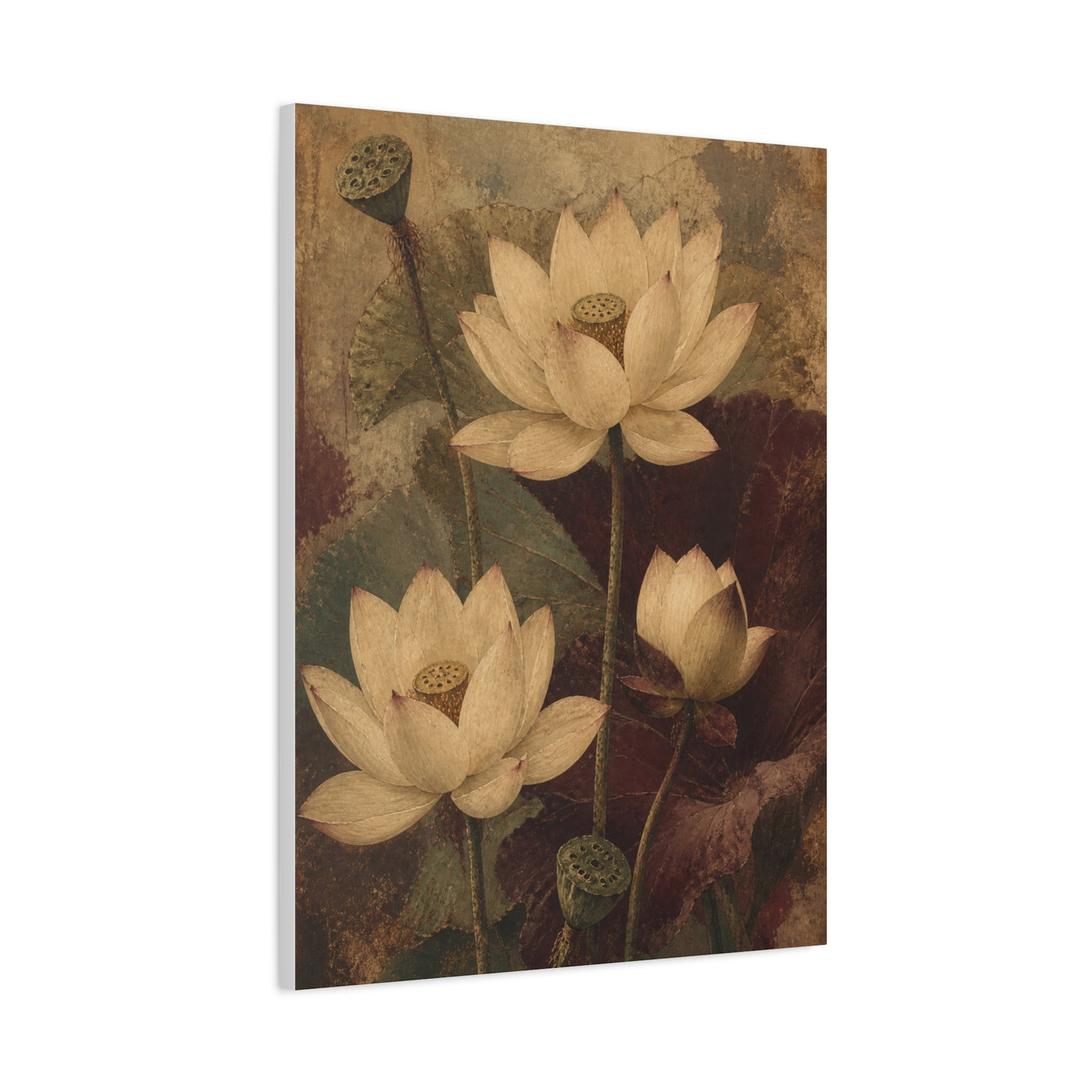 Vintage Lotus Botanical Painting Wall Art & Canvas Print