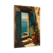 Italian Coastal Window Painting Wall Art & Canvas Print