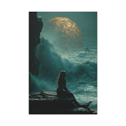 Golden Moon Ocean Silhouette Wall Art & Canvas Print