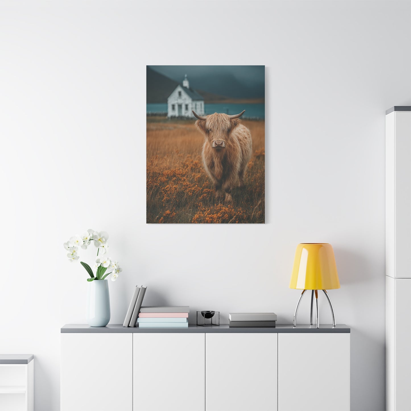 Highland Cow Farm Pasture Wall Art & Canvas Print