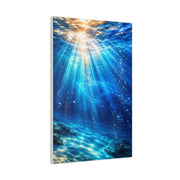 Sunlit Underwater Light Rays Ocean Scene Wall Art & Canvas Print