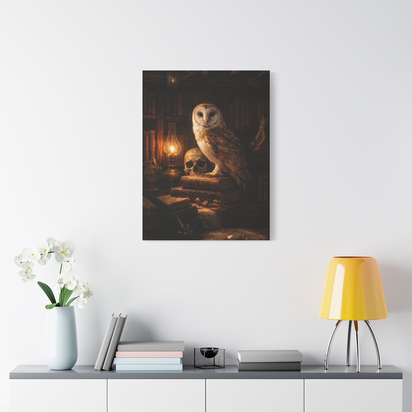 Dark Academia Majestic Barn Owl Library Study Wall Art & Canvas Print