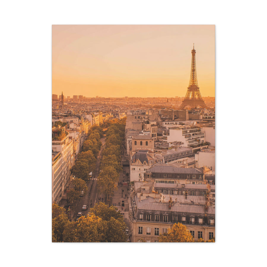 Paris Golden Sunset Skyline Wall Art & Canvas Print