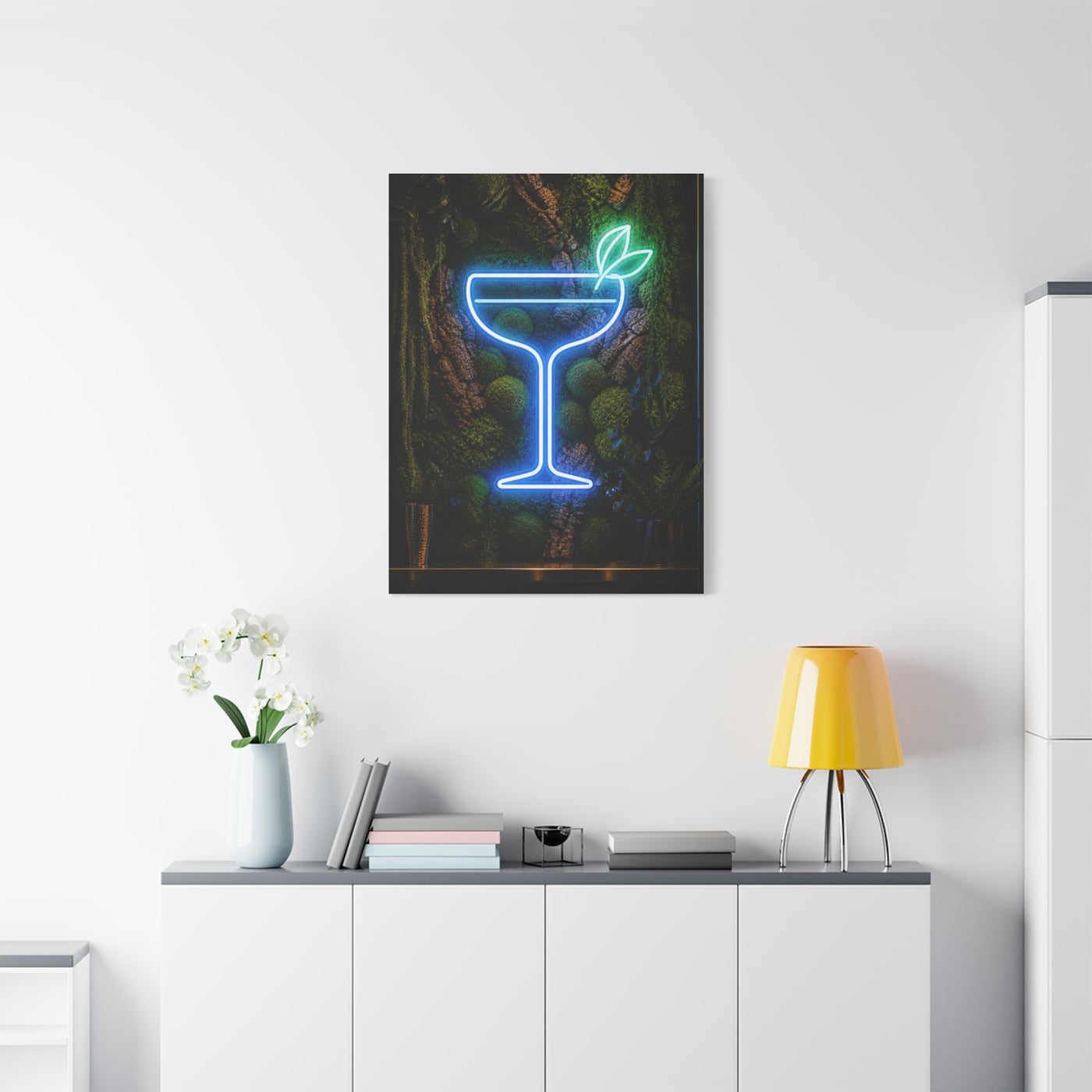 Moss Neon Cocktail Sculpture Wall Art & Canvas Print