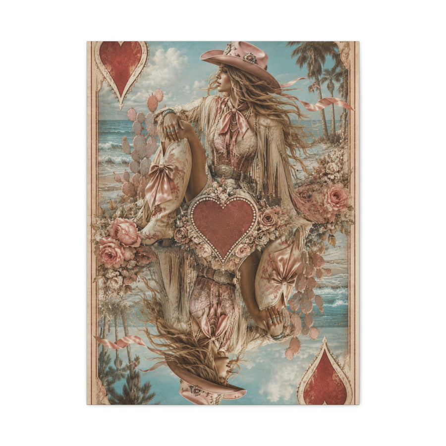 Coastal Cowgirl Playing Card Portrait Wall Art & Canvas Print