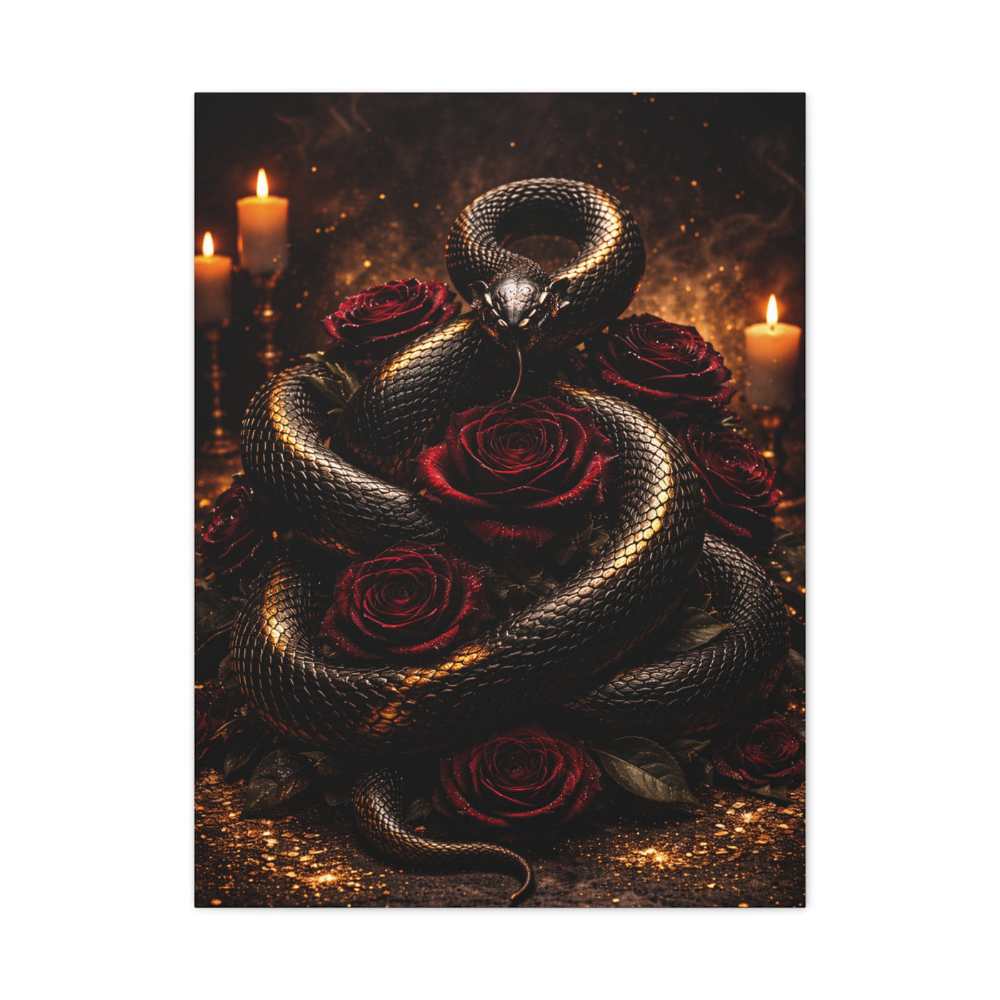 Black Serpent Crimson Rose Gold Wall Art & Canvas Print