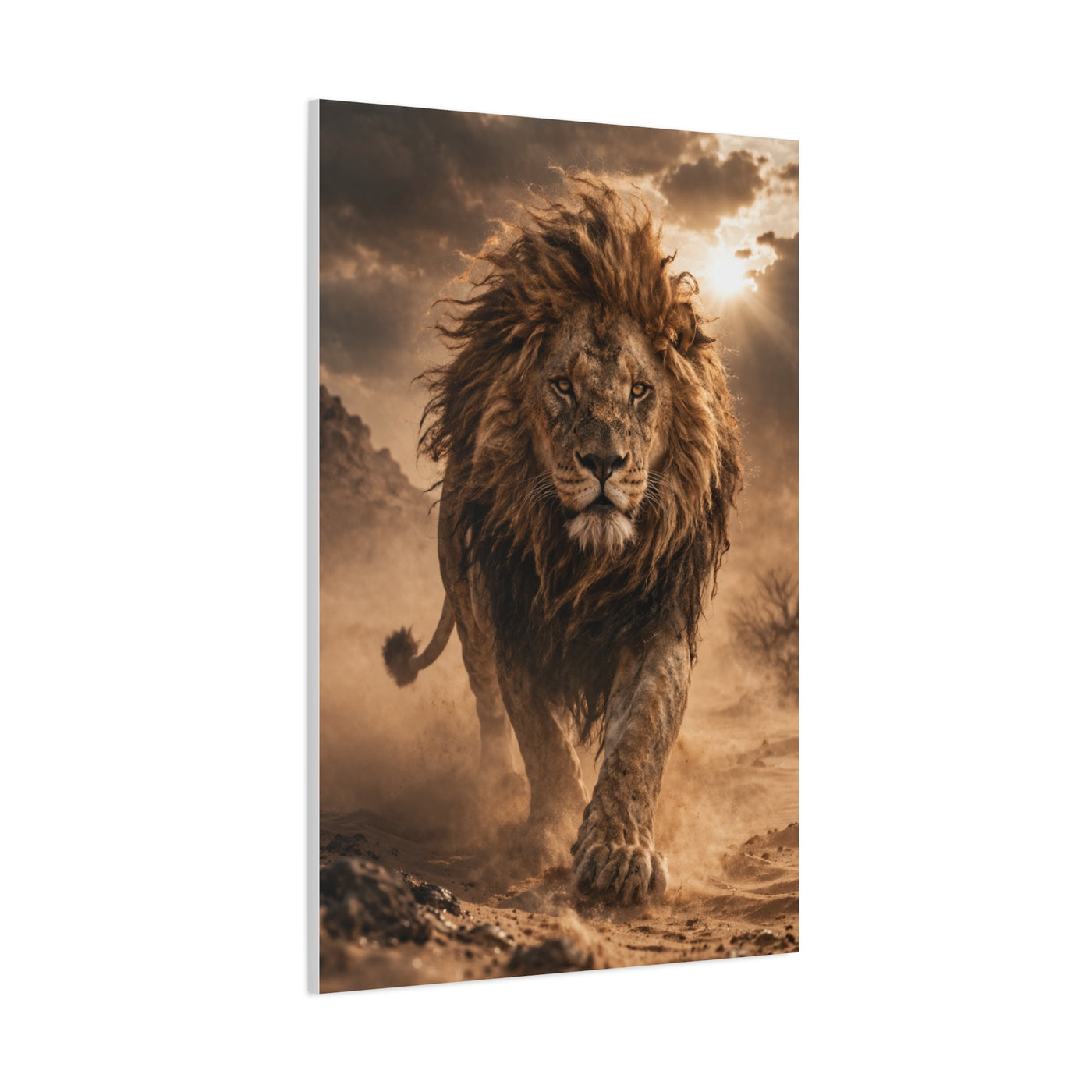 Charging Lion Dust Storm Power Wall Art & Canvas Print