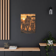 Lioness with Cubs Golden Path Wall Art & Canvas Print