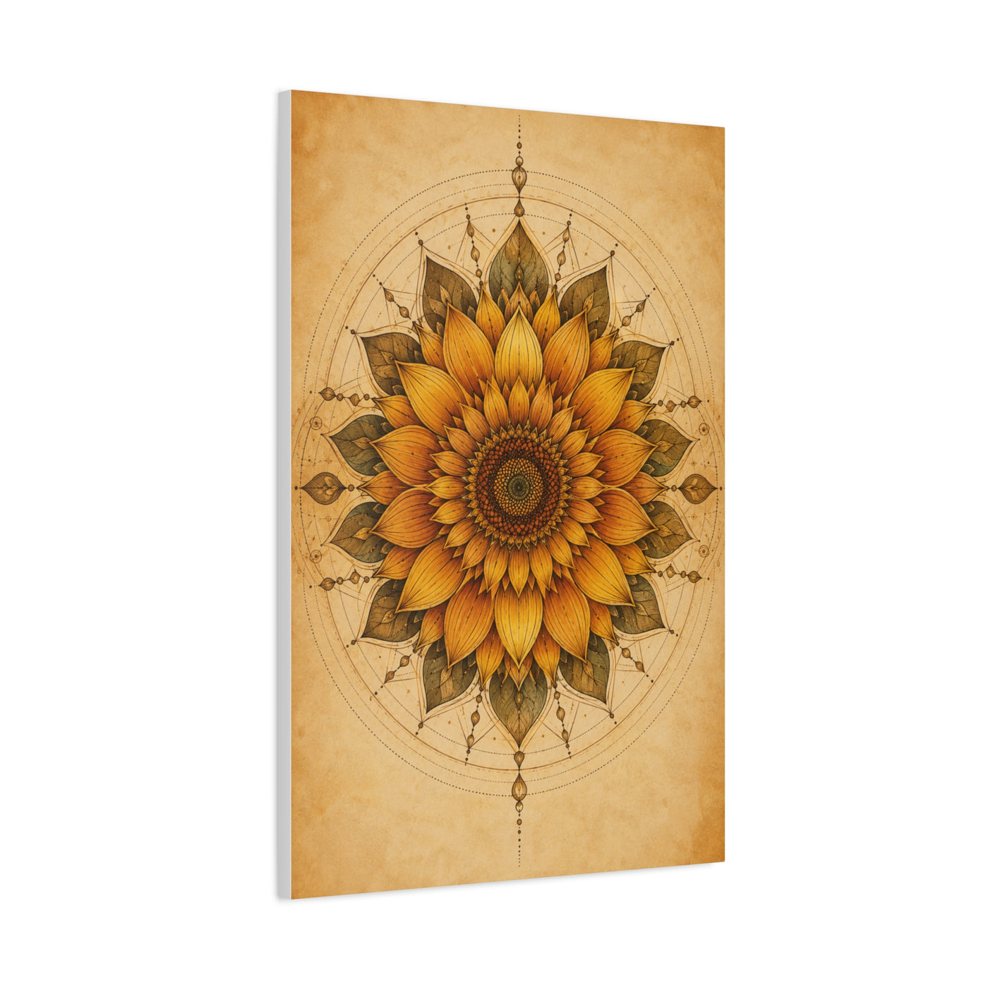 Sacred Sunflower Mandala Wall Art & Canvas Print