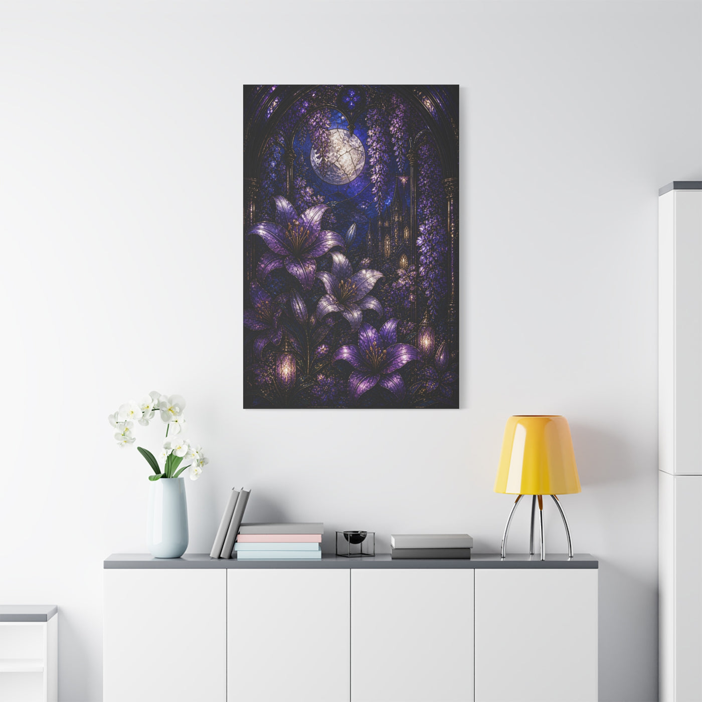 Stained Glass Violet Cathedral Garden Wall Art & Canvas Print