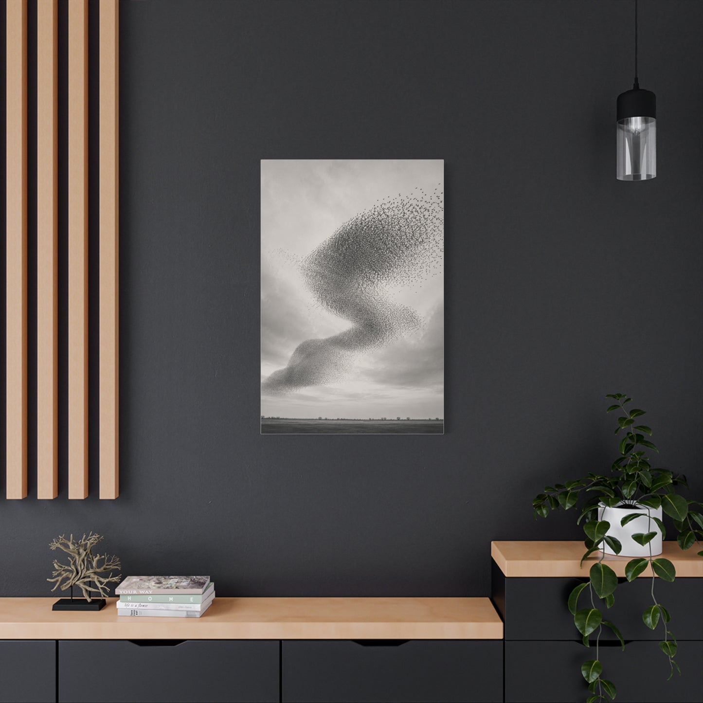 Murmuration Love Formation Monochrome Wall Art & Canvas Print