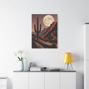 Desert Moonrise Cactus Landscape Wall Art & Canvas Print