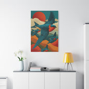 Stylized Swallow Flight Landscape Wall Art & Canvas Print