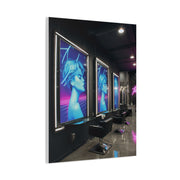 Sleek Contemporary Graphic Artwork With Neon Accents Wall Art & Canvas Print