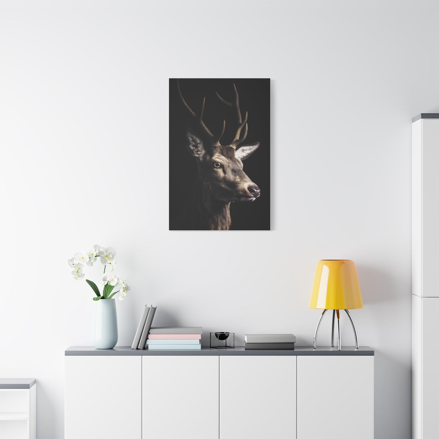 Shadowed Stag Minimal Portrait Wall Art & Canvas Print