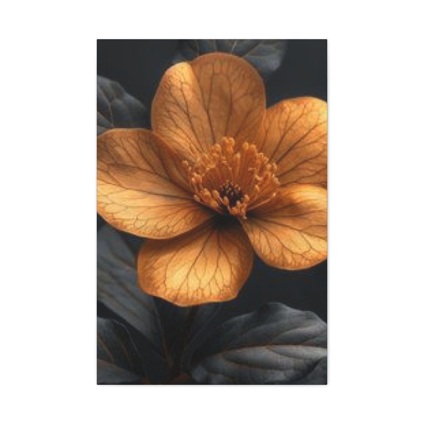 Gold Magnolia Flower Leaf Wall Art & Canvas Prints