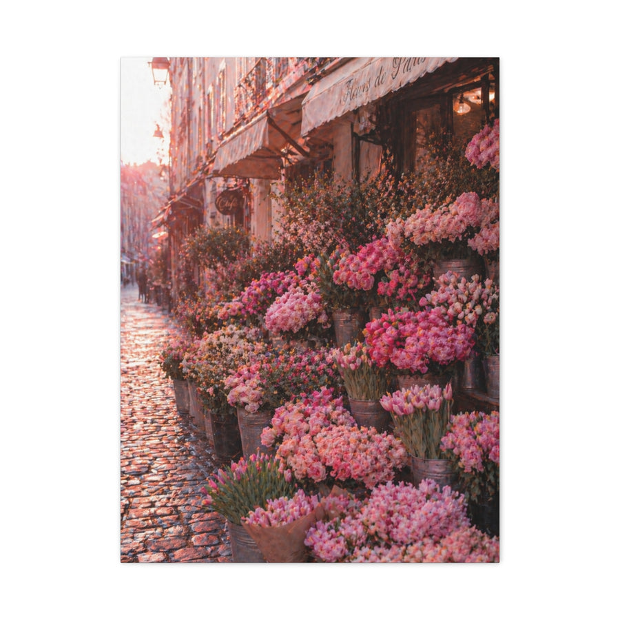 Parisian Pink Flower Market Street Wall Art & Canvas Print