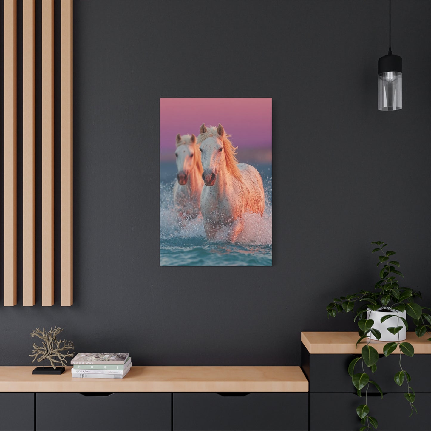 White Horses Ocean Sunset Wall Art & Canvas Print