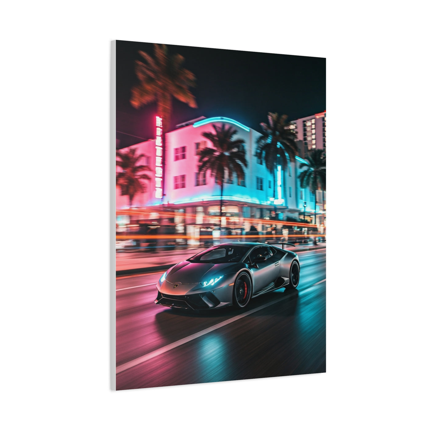 Lamborghini Huracán Neon Miami Nights Wall Art & Canvas Prints