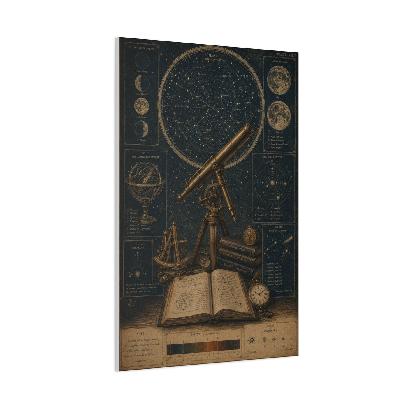 Antique Telescope & Celestial Study Wall Art & Canvas Print