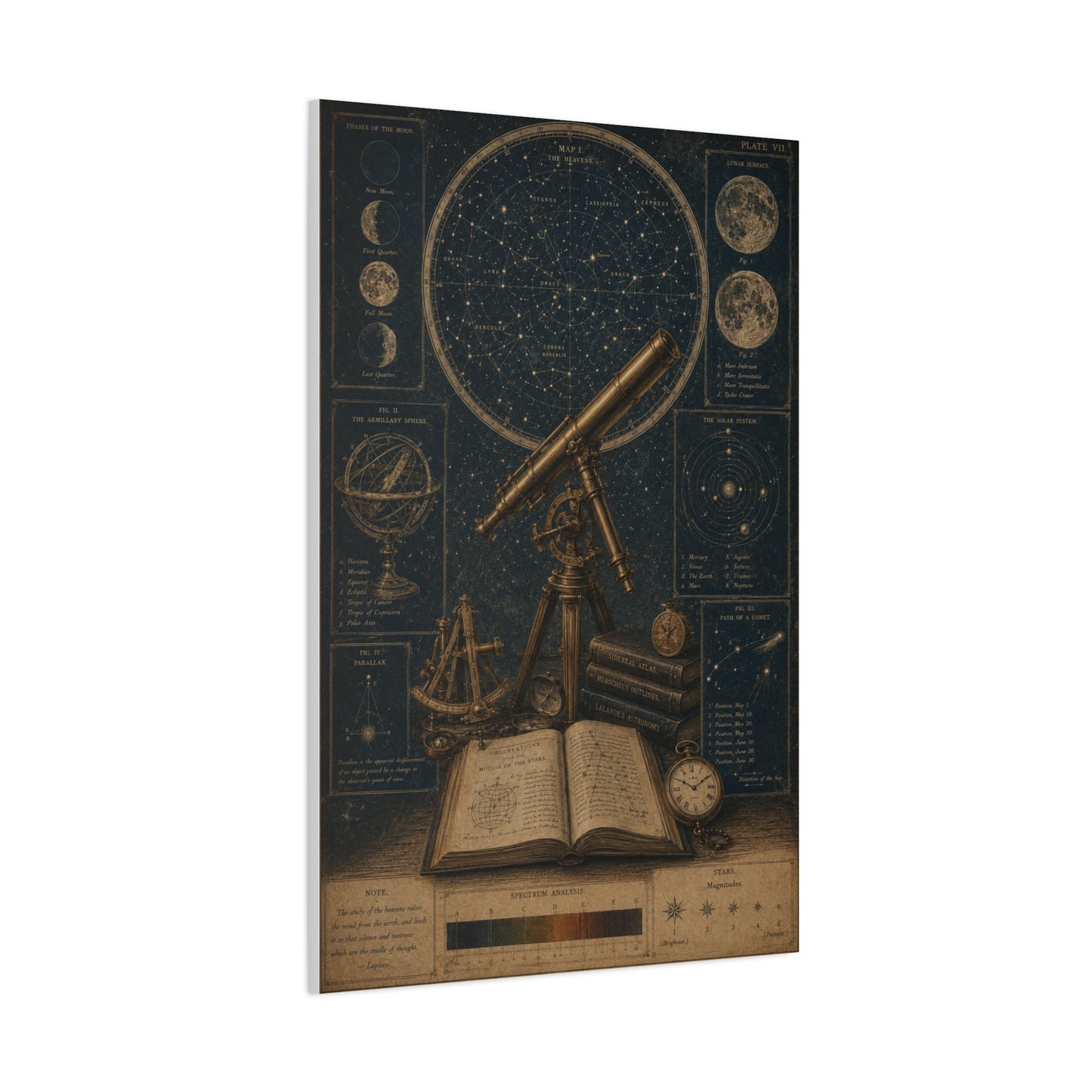 Antique Telescope & Celestial Study Wall Art & Canvas Print