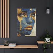 Blue and Gold Abstract Face Collage Wall Art & Canvas Print