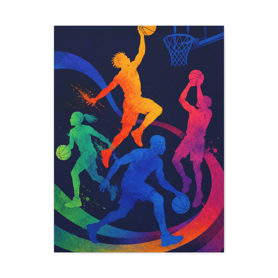 Rainbow Basketball Motion Sports Wall Art & Canvas Print