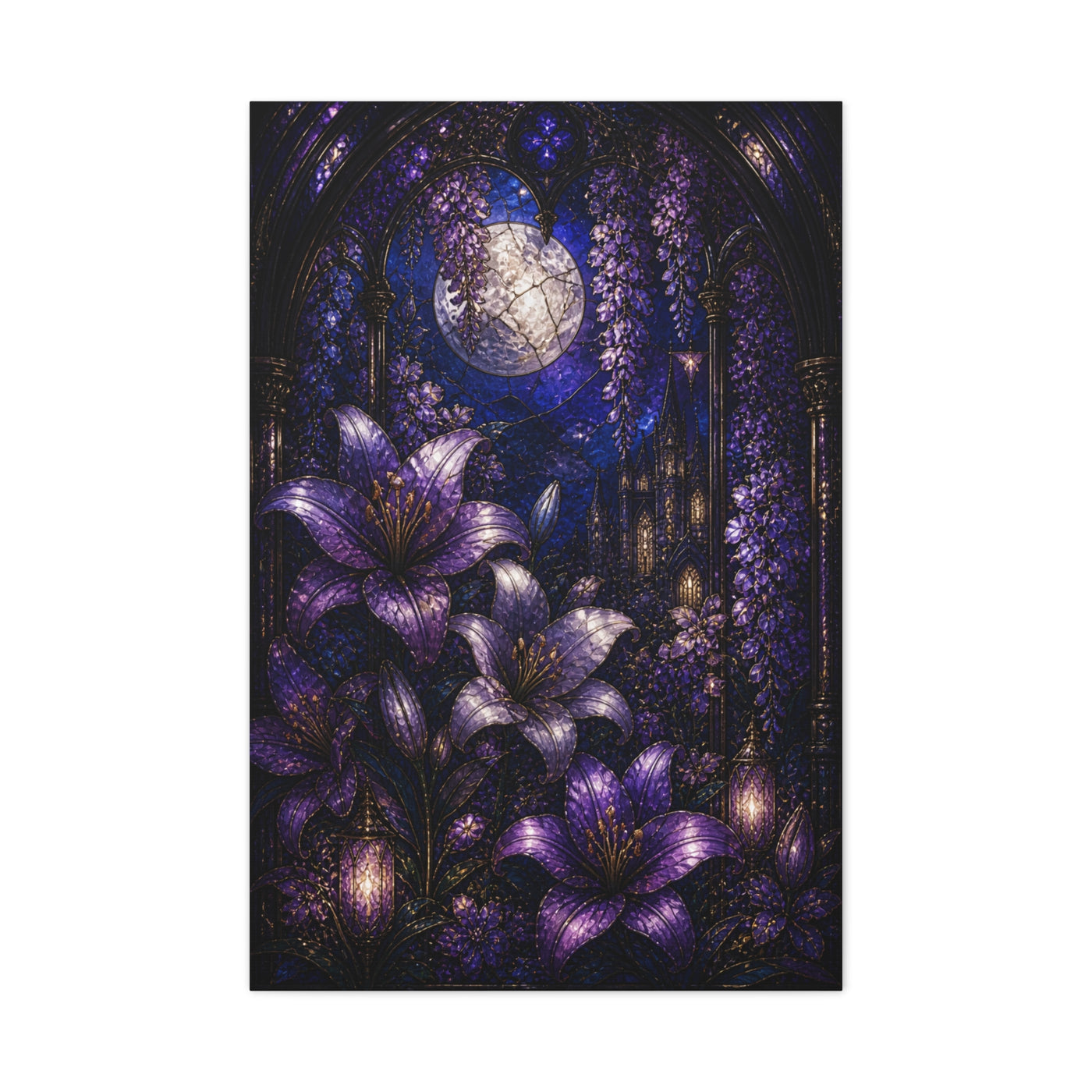 Stained Glass Violet Cathedral Garden Wall Art & Canvas Print