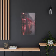 Romantic Pink Rain Street Reflection Wall Art & Canvas Print