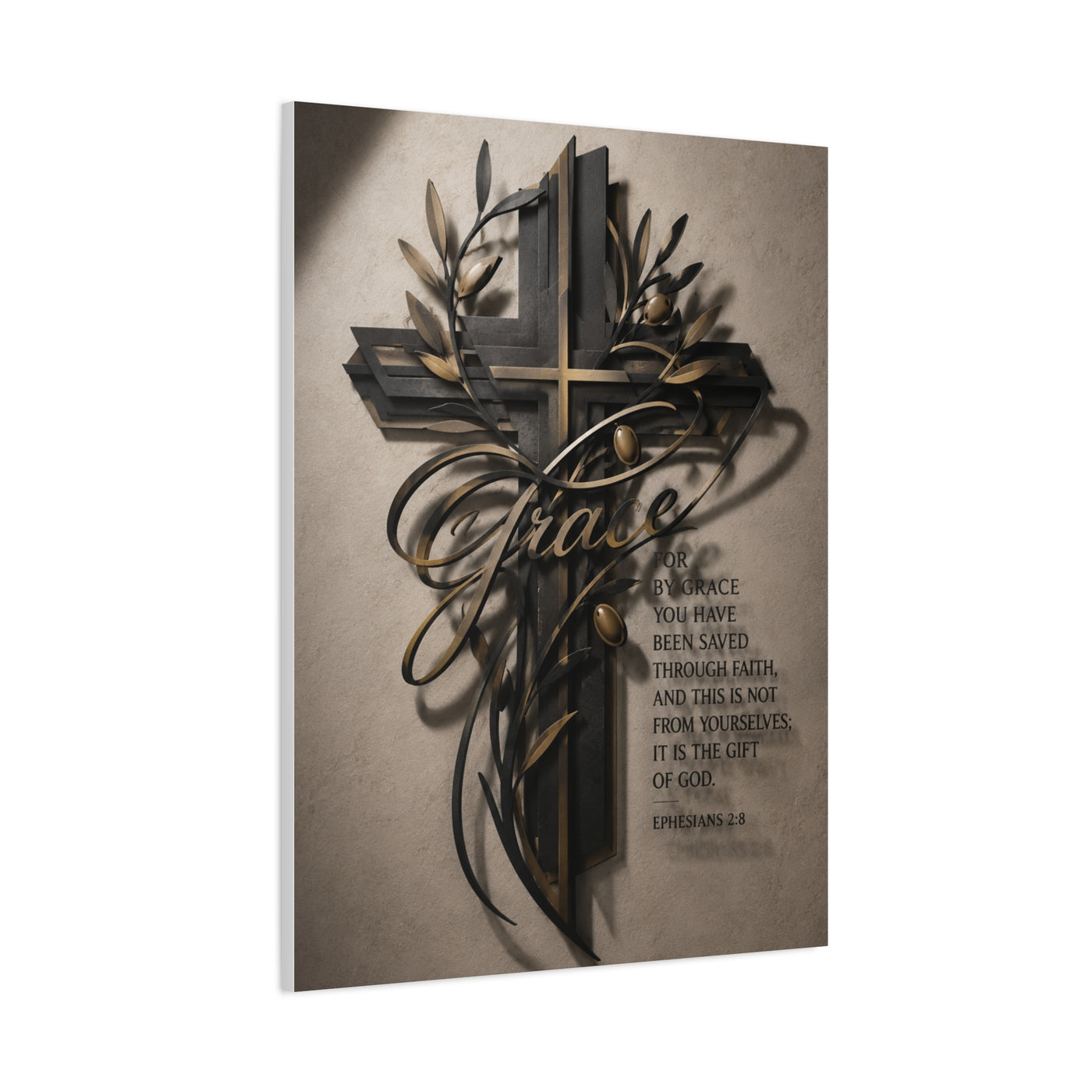 Grace Cross Metal Scripture Wall Art & Canvas Print