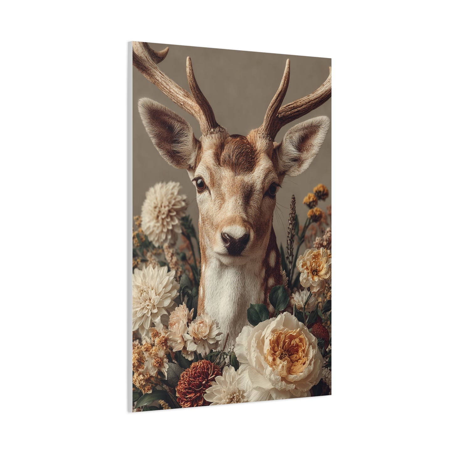Botanical Deer Portrait Wall Art & Canvas Print