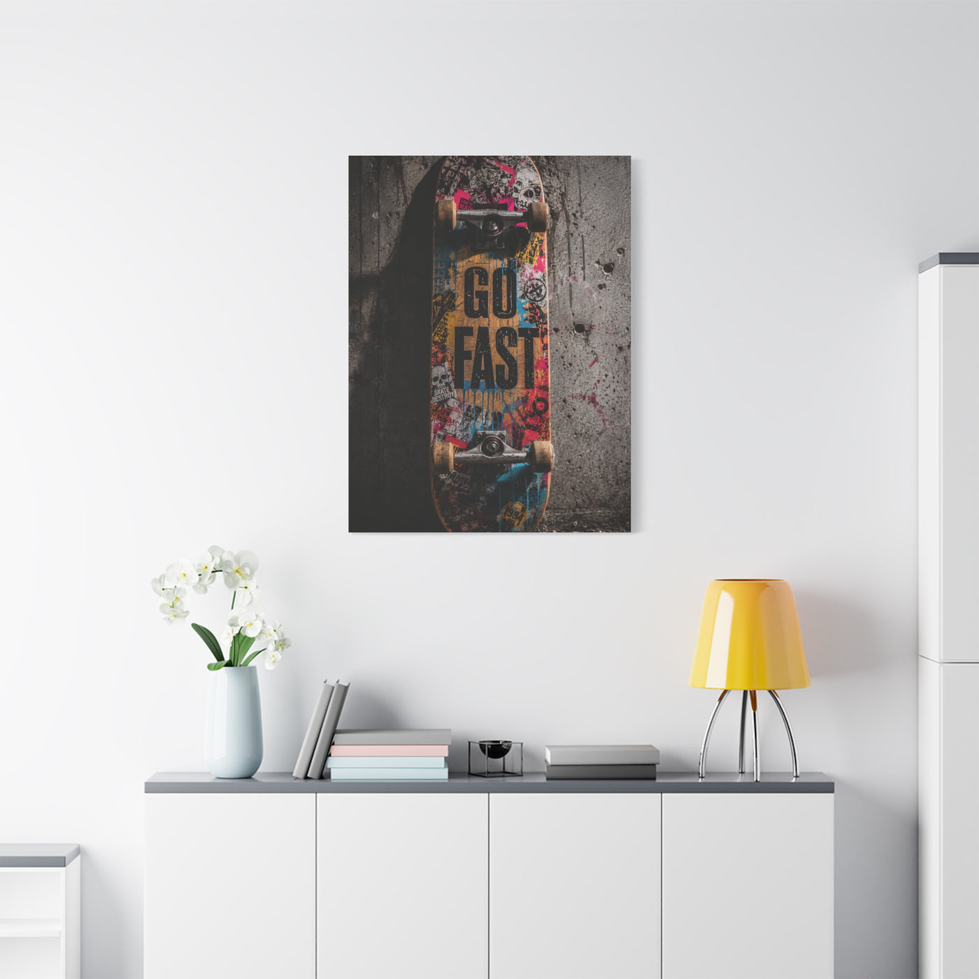 Go Fast Skateboard Street Wall Art & Canvas Print
