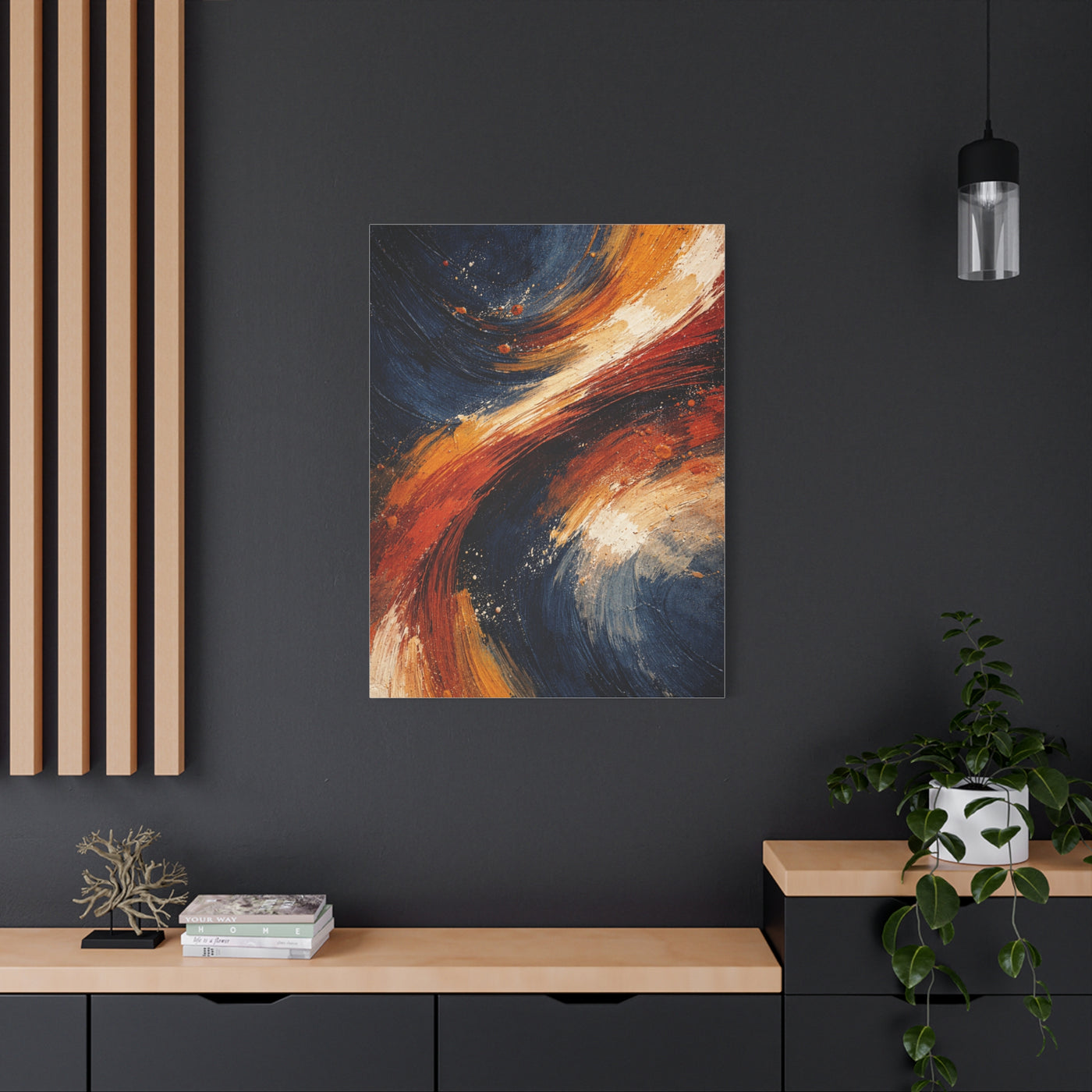 Navy and Terracotta Motion Abstract Wall Art & Canvas Print