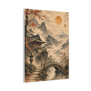 Kyoto Temple Bridge Mist Landscape Wall Art & Canvas Print