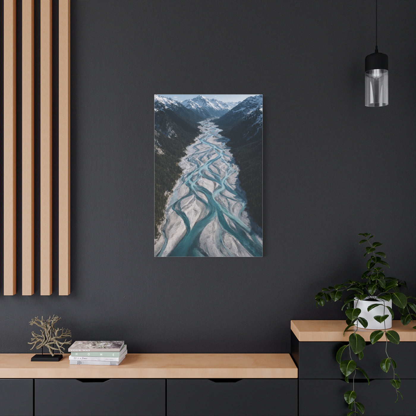 Aerial Braided Mountain River Wall Art & Canvas Print