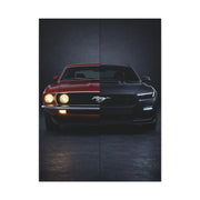 Ford Mustang Evolution Split 1969 vs Dark Horse Wall Art & Canvas Prints