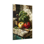 Italian Tomato & Basil Painterly Still Life Wall Art & Canvas Print