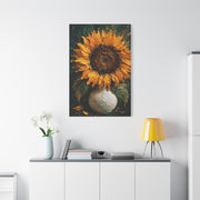 Luxury Impasto Sunflower Vase Painting Wall Art & Canvas Print