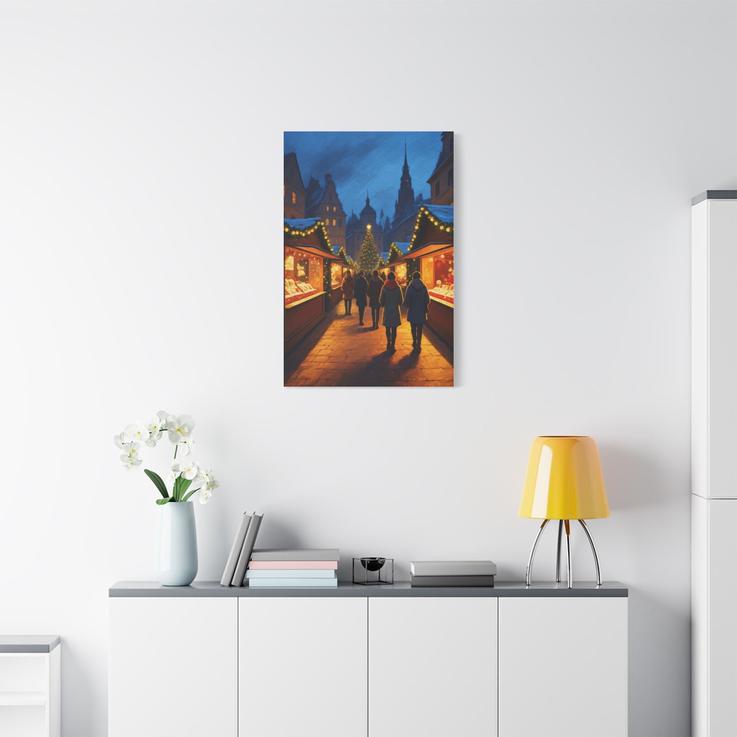 Classic Christmas Market Evening Wall Art & Canvas Print