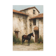 Rustic Courtyard Horse Scene Wall Art & Canvas Print