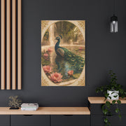 Lotus Pool Peacock Reflection Wall Art & Canvas Print