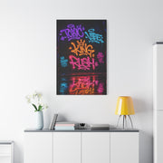 Neon Typography Hustle Street Wall Art & Canvas Print