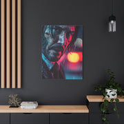 John Wick Neon Rain Close-Up Movie Poster Wall Art & Canvas Print