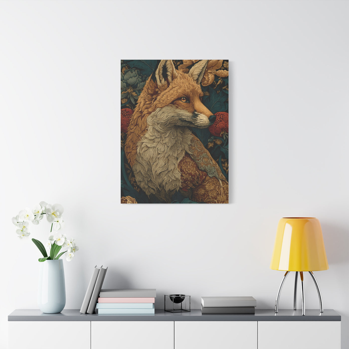 William Morris Style Ornamental Fox Wall Art & Canvas Print