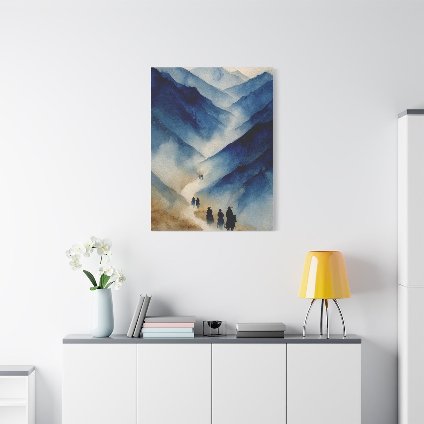 Misty Mountain Riders Watercolor Wall Art & Canvas Print