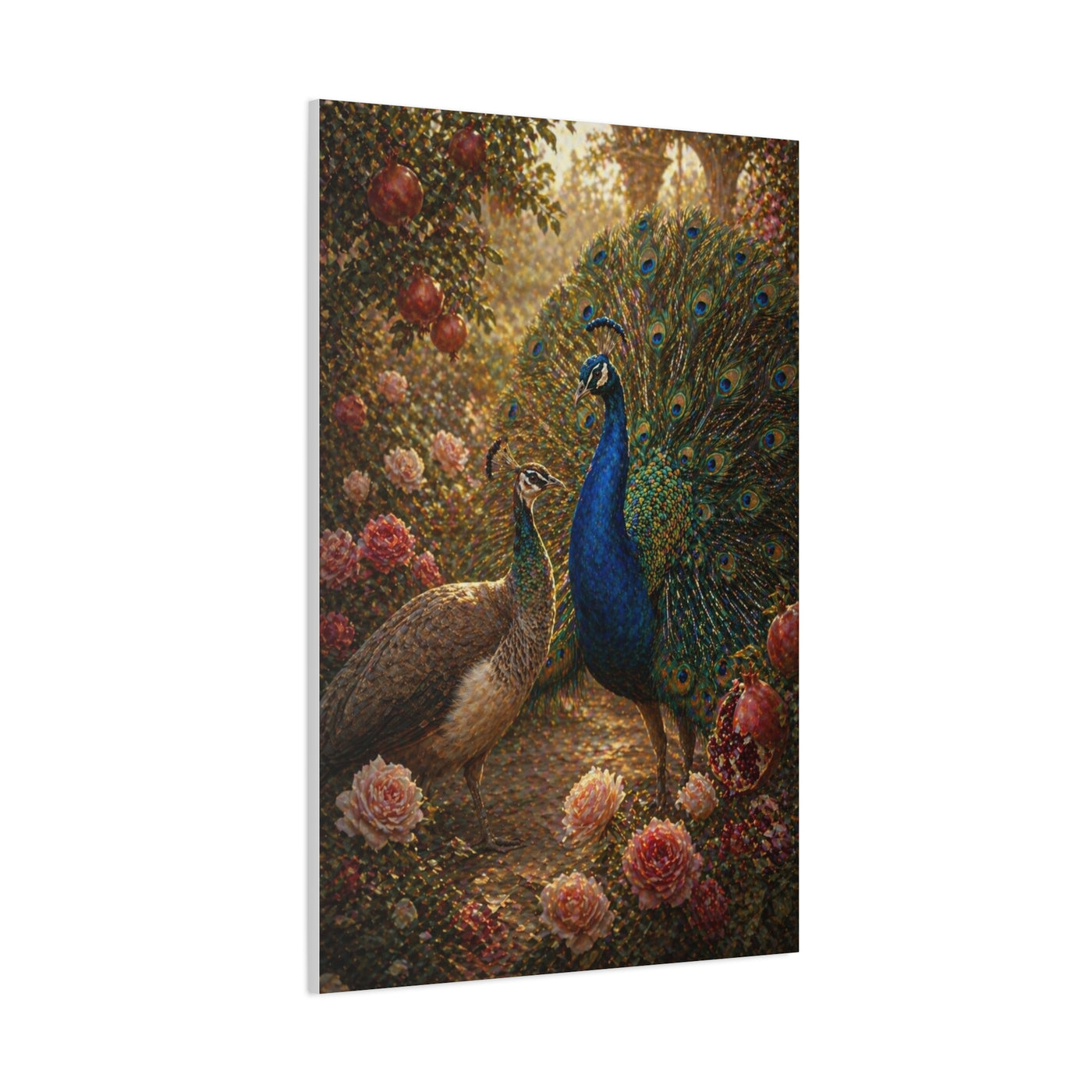 Romantic Garden Peacock Pair Wall Art & Canvas Print