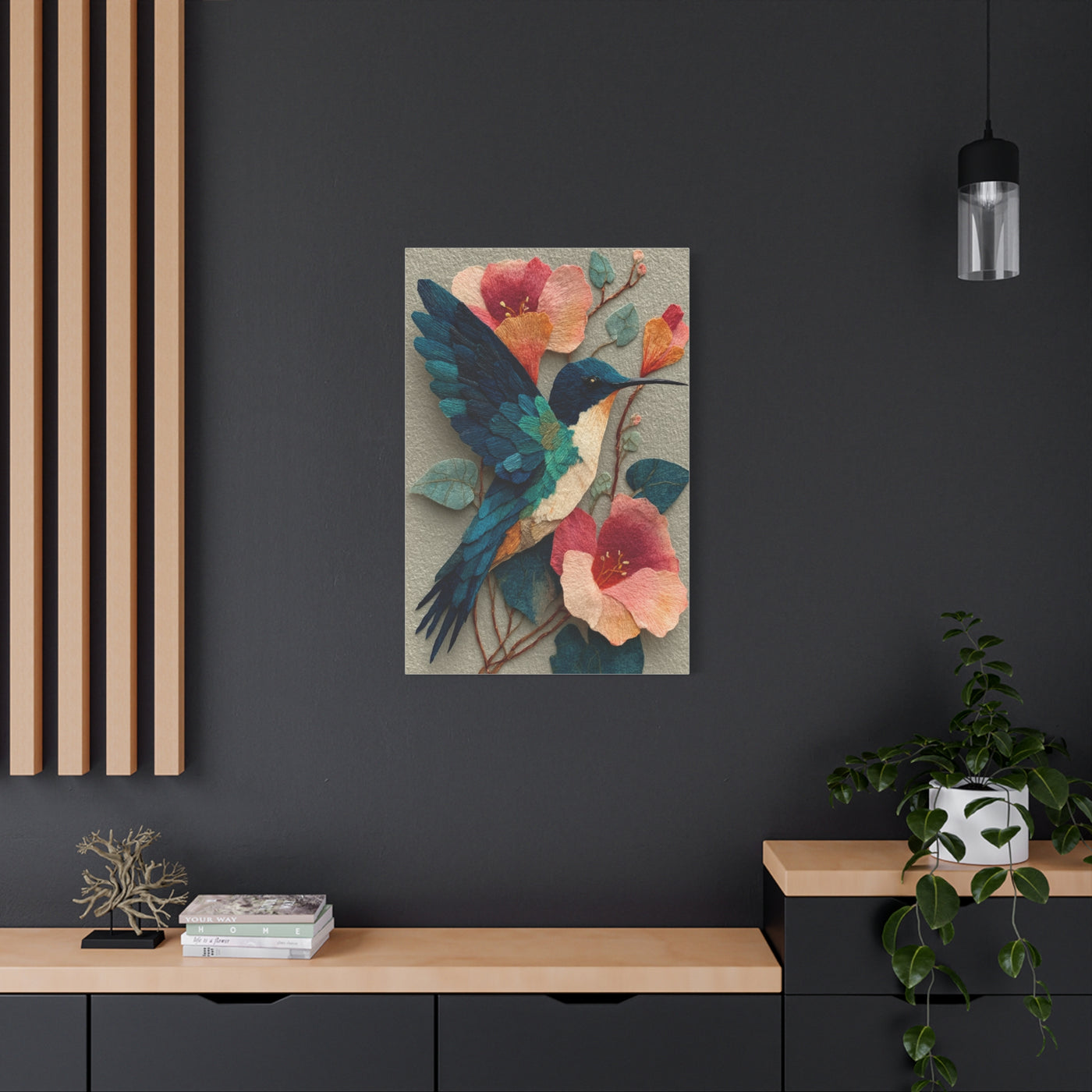 Hummingbird Botanical Collage Wall Art & Canvas Print