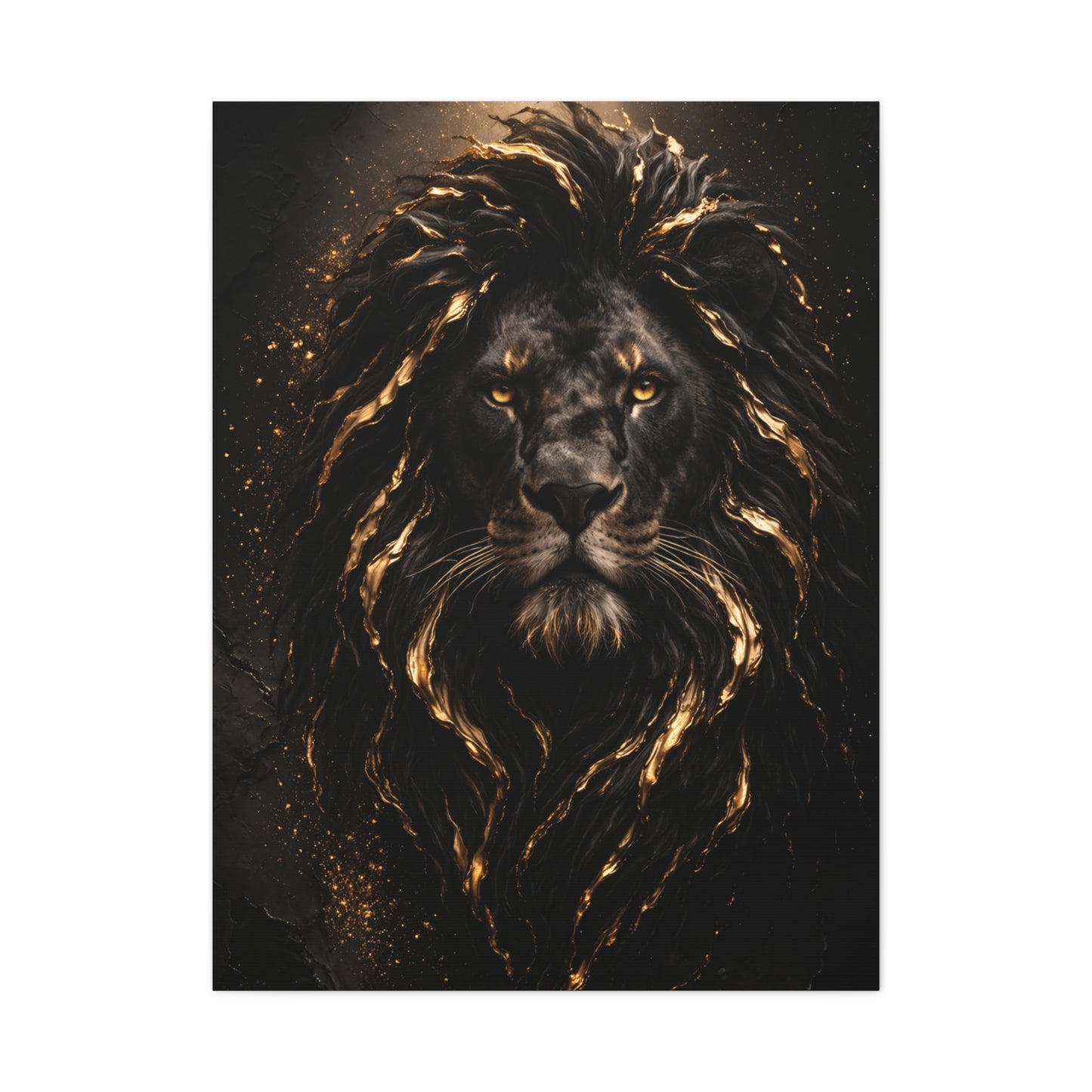 Black & Gold Lion Royal Portrait Wall Art & Canvas Print