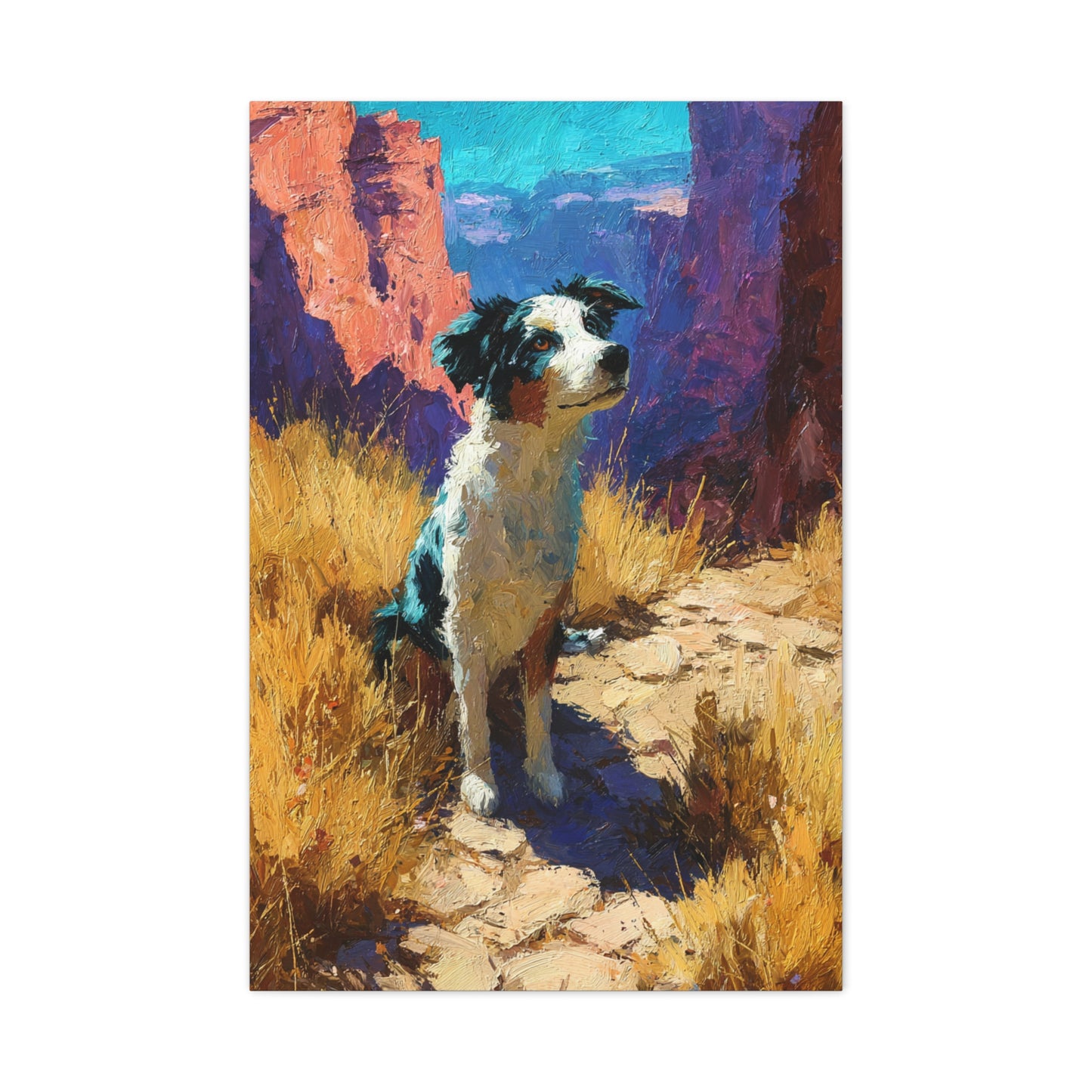Australian Shepherd Desert Canyon Wall Art & Canvas Print