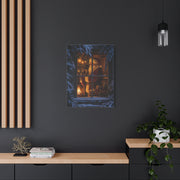 Snowy Cottage Window Santa Scene Wall Art & Canvas Print